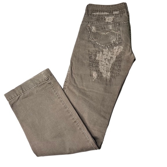 RARE BLUE COLLECTION Straight Button Fly Distressed Jeans Brown Size 29 Waist - Picture 13 of 16